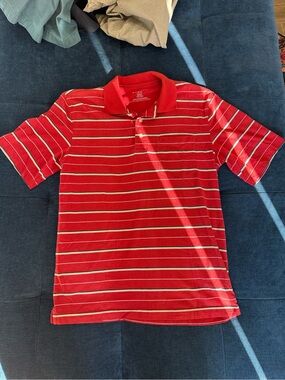 Puritan Red Polo with White Stripes
